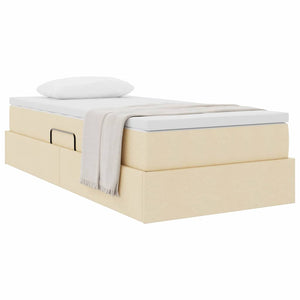 vidaXL Storage Bed with Mattress Cream 90 x 190 cm Polyester
