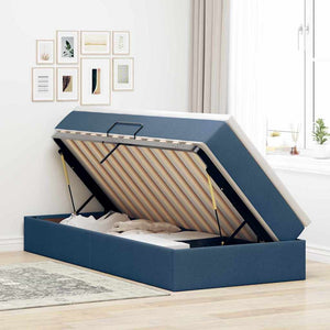 vidaXL Storage Bed with Mattress Blue 90 x 190 cm Polyester