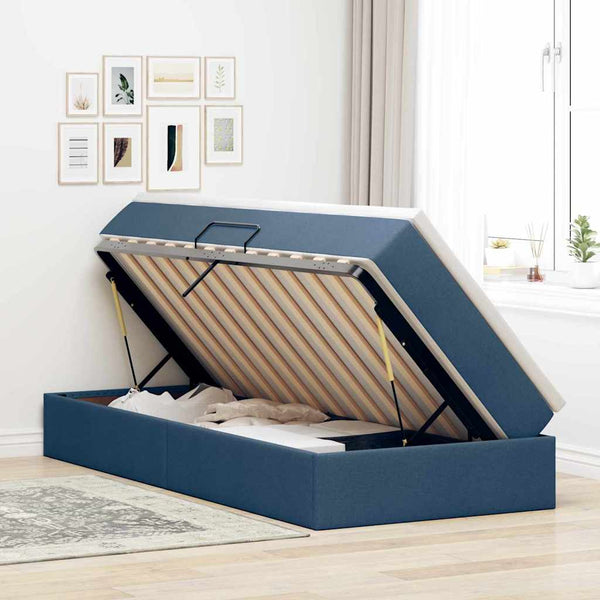 vidaXL Storage Bed with Mattress Blue 90 x 190 cm Polyester