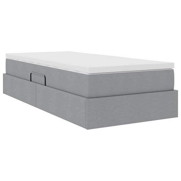 vidaXL Storage Bed with Mattress Light Gray 90 x 200 cm Polyester