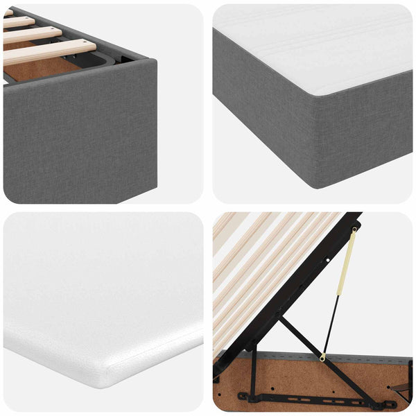 vidaXL Storage Bed with Mattress Dark Gray 90 x 200 cm Polyester