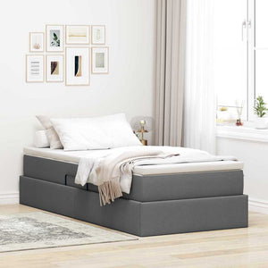 vidaXL Storage Bed with Mattress Dark Gray 90 x 200 cm Polyester