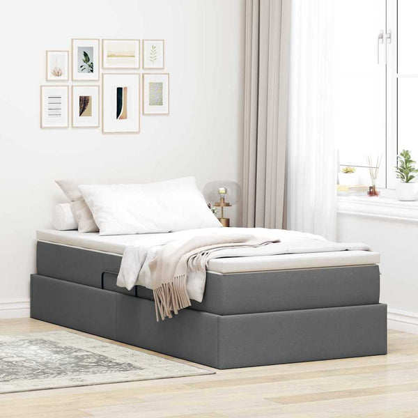 vidaXL Storage Bed with Mattress Dark Gray 90 x 200 cm Polyester