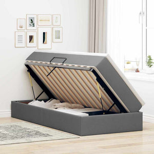 vidaXL Storage Bed with Mattress Dark Gray 90 x 200 cm Polyester