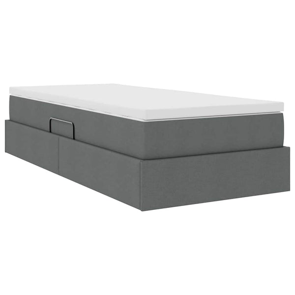 vidaXL Storage Bed with Mattress Dark Gray 90 x 200 cm Polyester