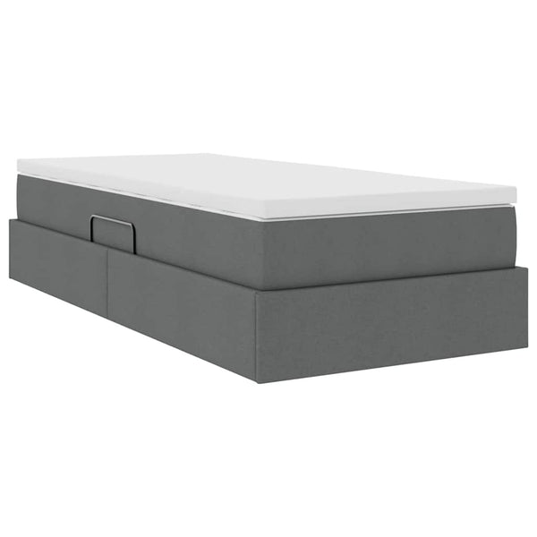 vidaXL Storage Bed with Mattress Dark Gray 90 x 200 cm Polyester