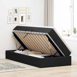 vidaXL Storage Bed with Mattress Black 90 x 200 cm Polyester