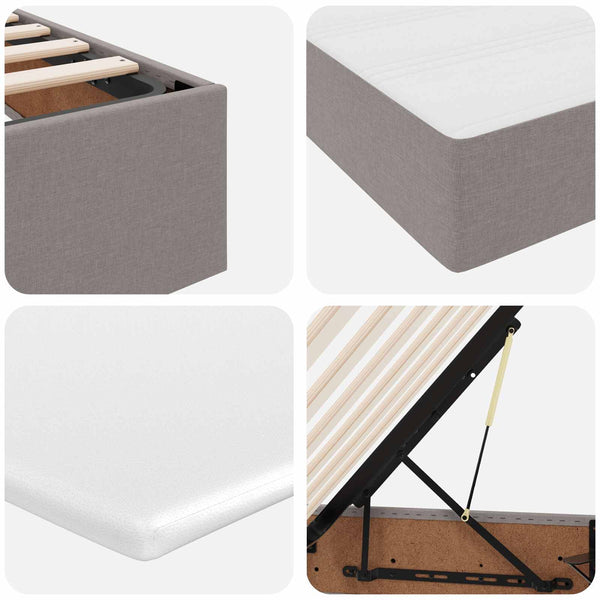 vidaXL Storage Bed with Mattress Taupe 90 x 200 cm Polyester