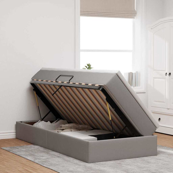 vidaXL Storage Bed with Mattress Taupe 90 x 200 cm Polyester