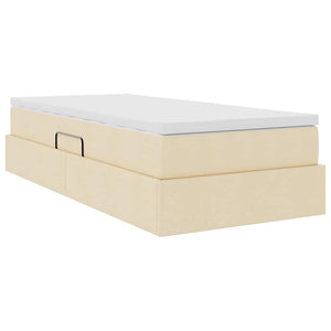 vidaXL Storage Bed with Mattress Cream 90 x 200 cm Polyester
