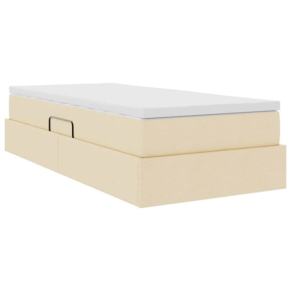 vidaXL Storage Bed with Mattress Cream 90 x 200 cm Polyester