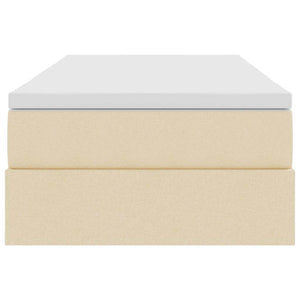 vidaXL Storage Bed with Mattress Cream 90 x 200 cm Polyester