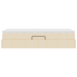 vidaXL Storage Bed with Mattress Cream 90 x 200 cm Polyester