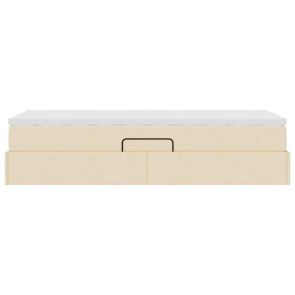 vidaXL Storage Bed with Mattress Cream 90 x 200 cm Polyester