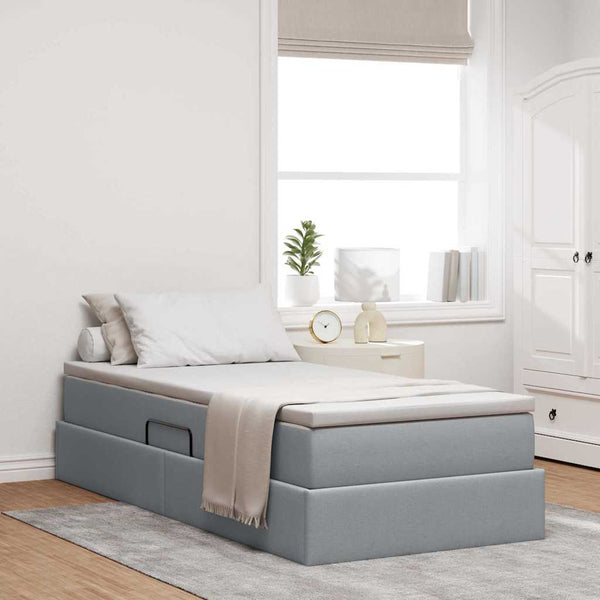 vidaXL Storage Bed with Mattress Light Grey 100 x 200 cm Polyester