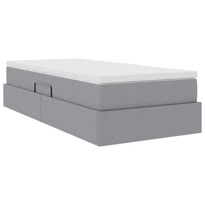 vidaXL Storage Bed with Mattress Light Grey 100 x 200 cm Polyester