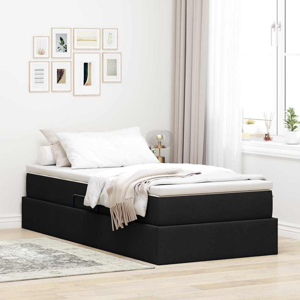 vidaXL Storage Bed with Mattress Black 100 x 200 cm Polyester