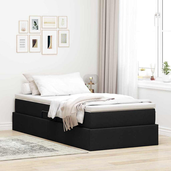 vidaXL Storage Bed with Mattress Black 100 x 200 cm Polyester