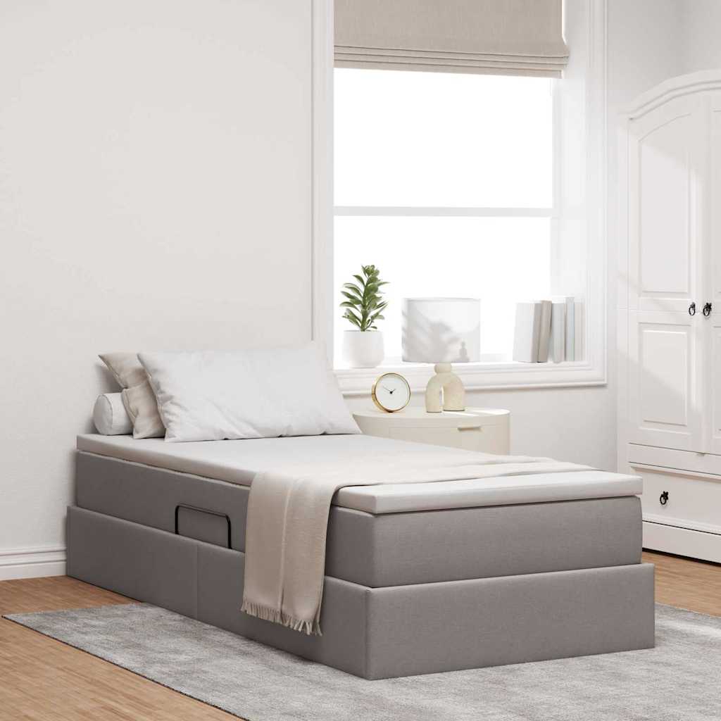 vidaXL Storage Bed with Mattress Taupe 100 x 200 cm Polyester