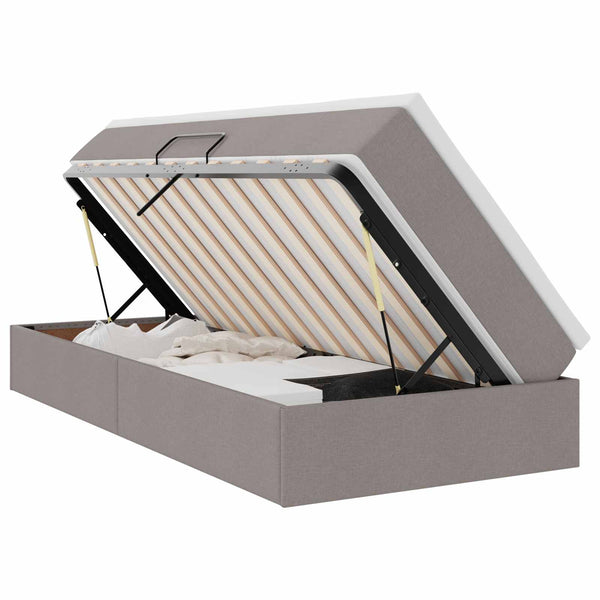 vidaXL Storage Bed with Mattress Taupe 100 x 200 cm Polyester