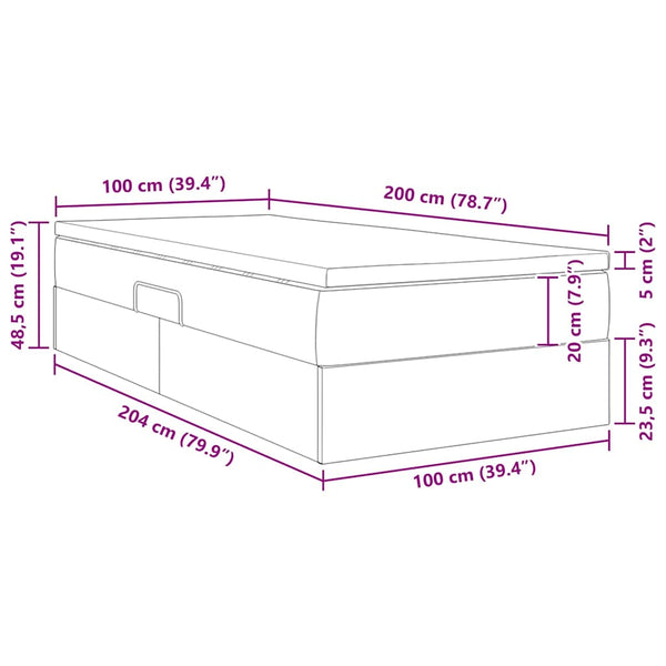 vidaXL Storage Bed with Mattress Taupe 100 x 200 cm Polyester
