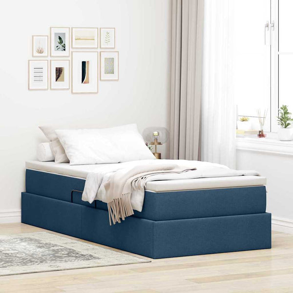 vidaXL Storage Bed with Mattress Blue 100 x 200 cm Polyester
