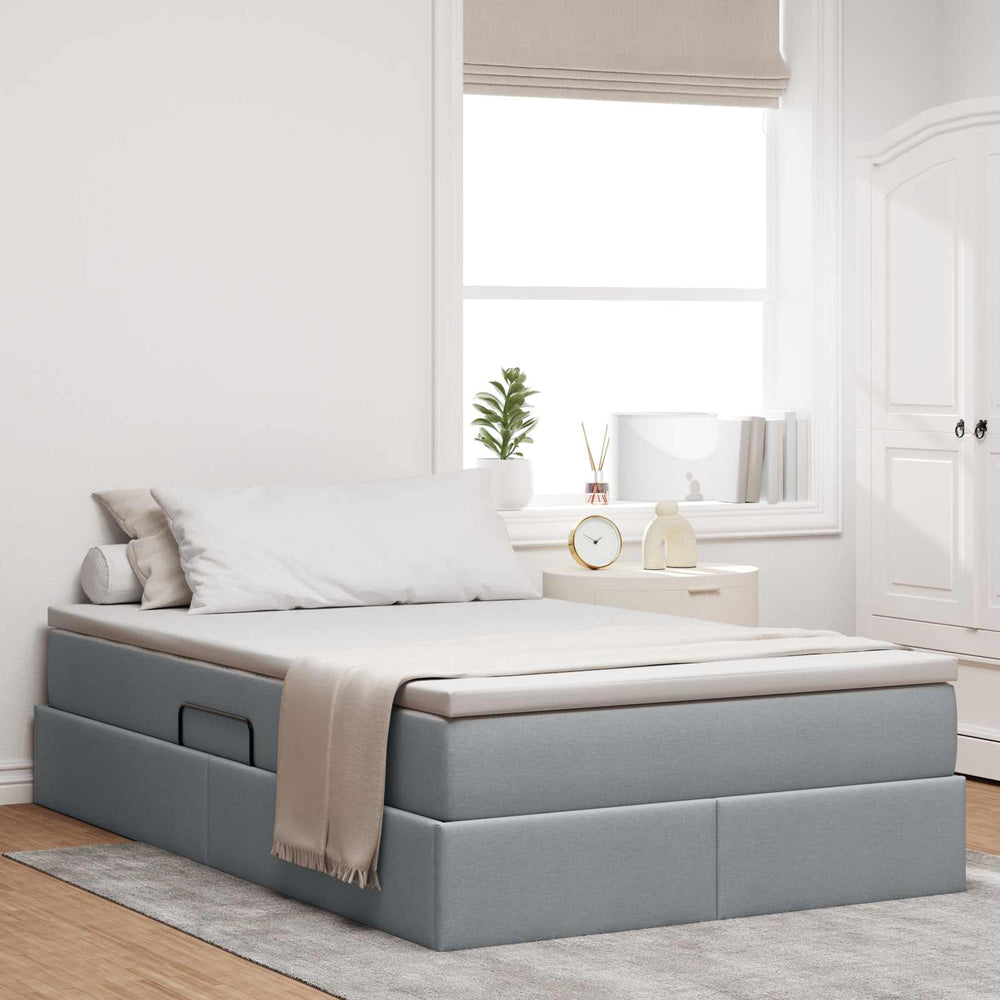 vidaXL Storage Bed with Mattress Light Gray 120 x 190 cm Polyester