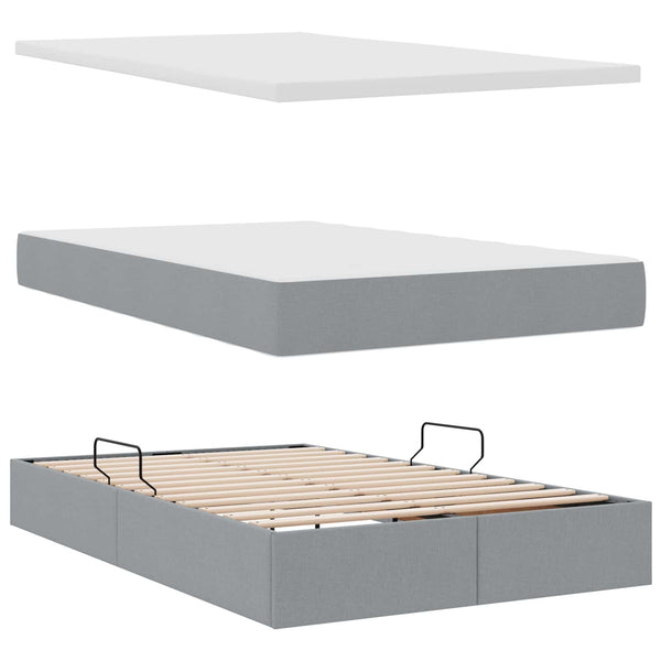 vidaXL Storage Bed with Mattress Light Gray 120 x 190 cm Polyester