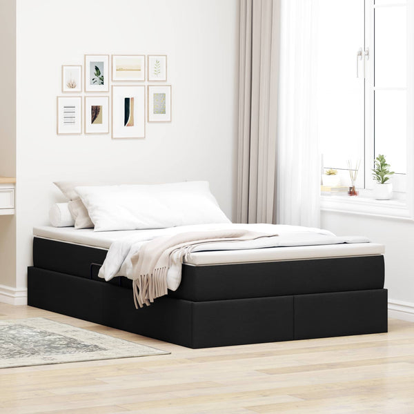 vidaXL Storage Bed with Mattress Black 120 x 190 cm Polyester