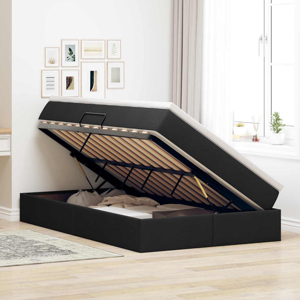vidaXL Storage Bed with Mattress Black 120 x 190 cm Polyester