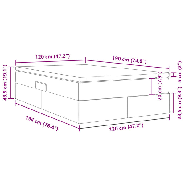 vidaXL Storage Bed with Mattress Black 120 x 190 cm Polyester