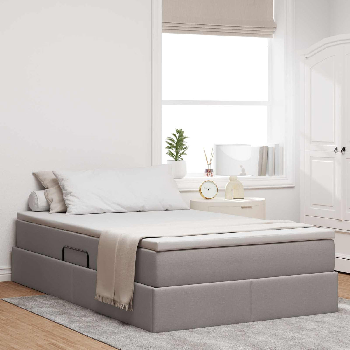 vidaXL Storage Bed with Mattress Taupe 120 x 190 cm Polyester