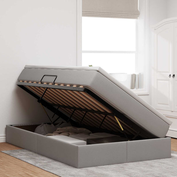 vidaXL Storage Bed with Mattress Taupe 120 x 190 cm Polyester