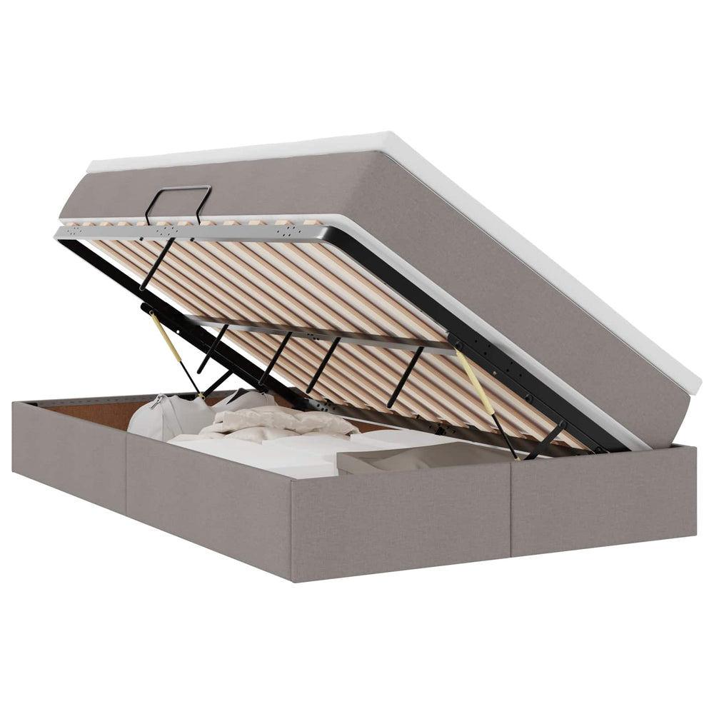vidaXL Storage Bed with Mattress Taupe 120 x 190 cm Polyester