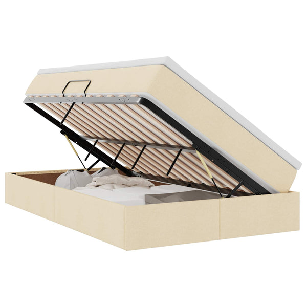 vidaXL Storage Bed with Mattress Cream 120 x 190 cm Polyester