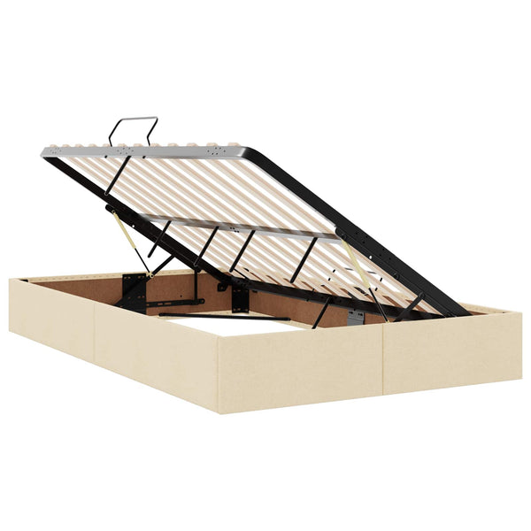 vidaXL Storage Bed with Mattress Cream 120 x 190 cm Polyester