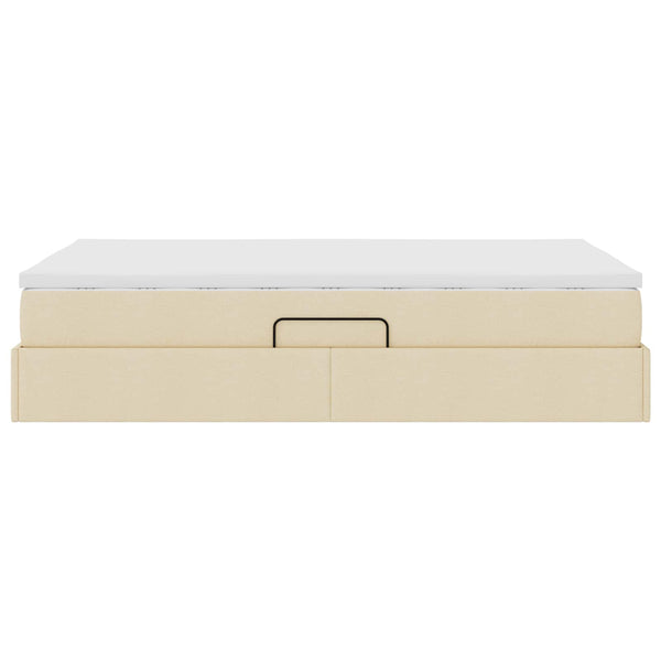 vidaXL Storage Bed with Mattress Cream 120 x 190 cm Polyester