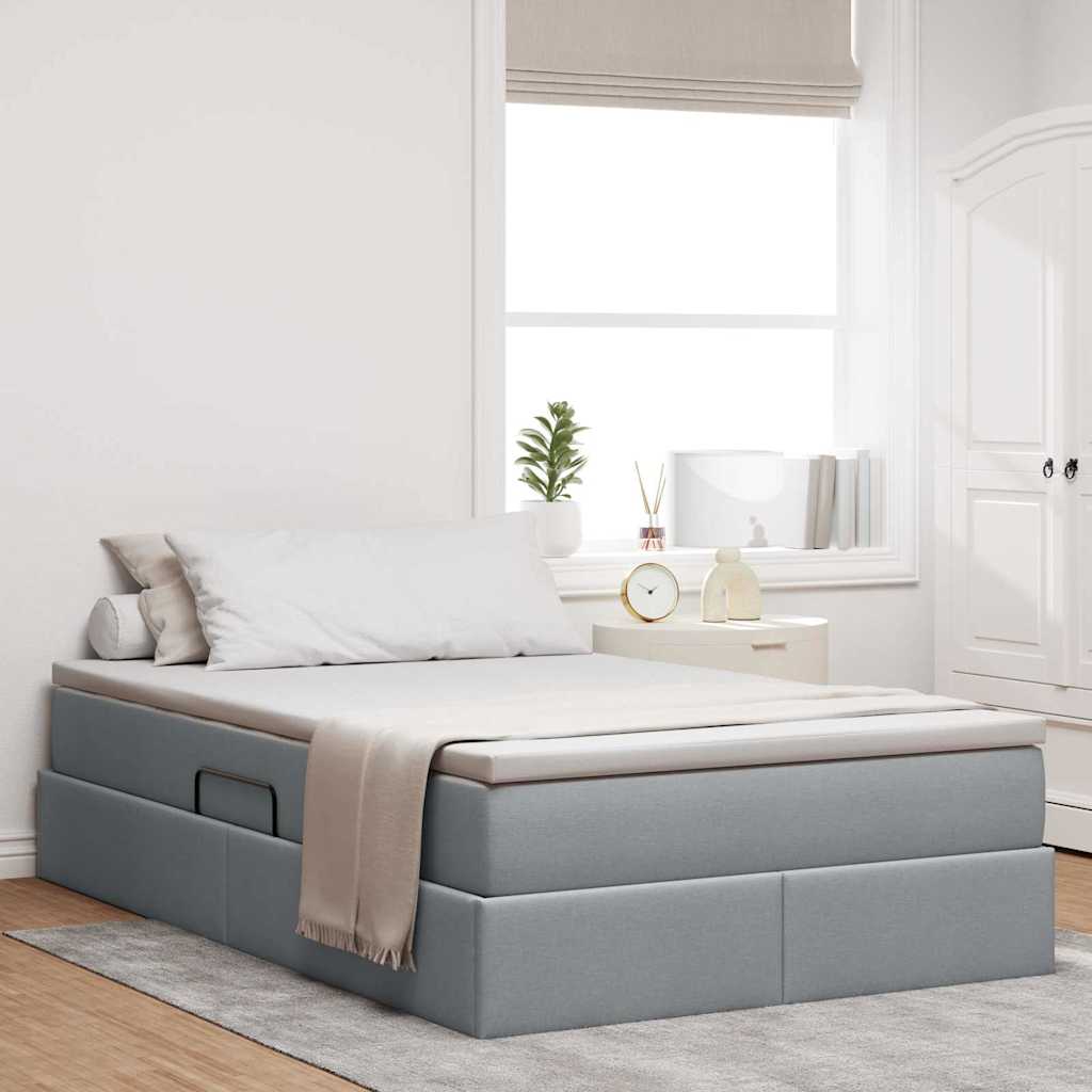 vidaXL Storage Bed with Mattress Light Grey 120 x 200 cm Polyester
