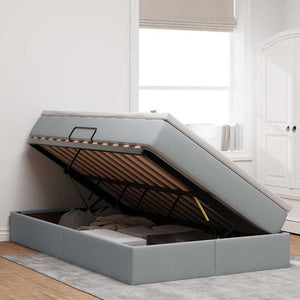 vidaXL Storage Bed with Mattress Light Grey 120 x 200 cm Polyester