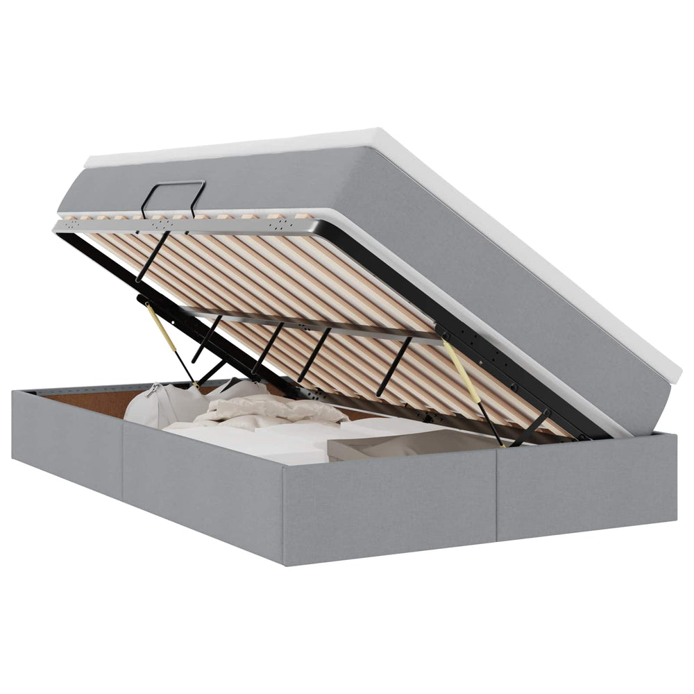vidaXL Storage Bed with Mattress Light Grey 120 x 200 cm Polyester