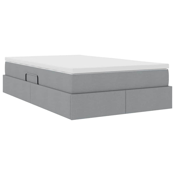 vidaXL Storage Bed with Mattress Light Grey 120 x 200 cm Polyester