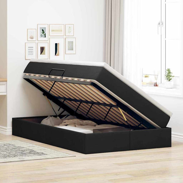 vidaXL Storage Bed with Mattress Black 120 x 200 cm Polyester