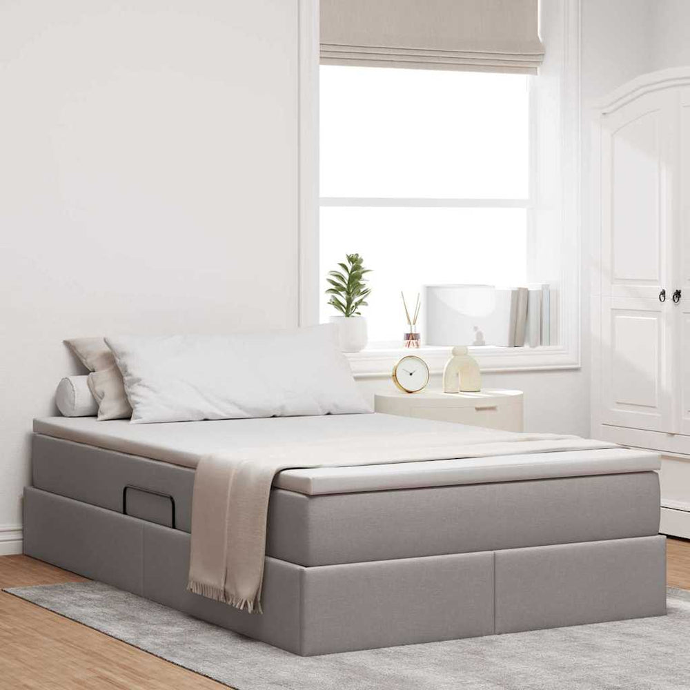 vidaXL Storage Bed with Mattress Taupe 120 x 200 cm Polyester