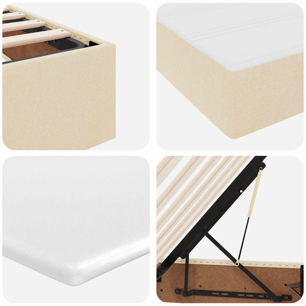vidaXL Storage Bed with Mattress Cream 120 x 200 cm Polyester
