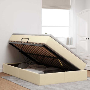 vidaXL Storage Bed with Mattress Cream 120 x 200 cm Polyester