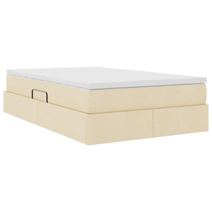 vidaXL Storage Bed with Mattress Cream 120 x 200 cm Polyester