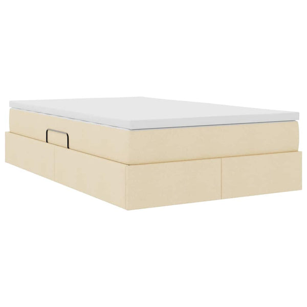 vidaXL Storage Bed with Mattress Cream 120 x 200 cm Polyester
