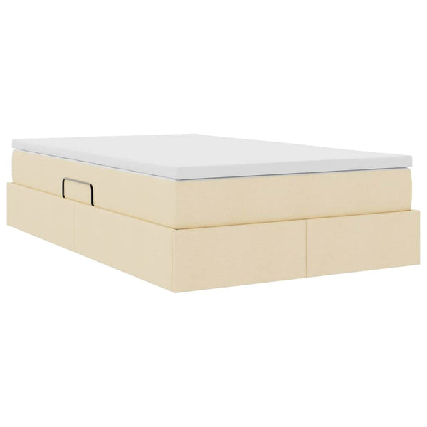 vidaXL Storage Bed with Mattress Cream 120 x 200 cm Polyester