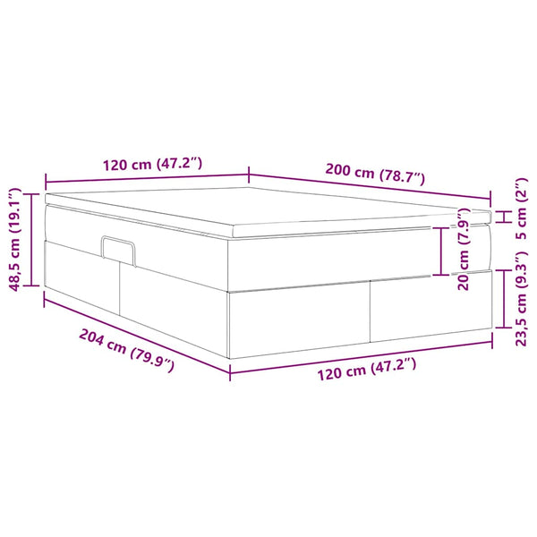 vidaXL Storage Bed with Mattress Blue 120 x 200 cm Polyester