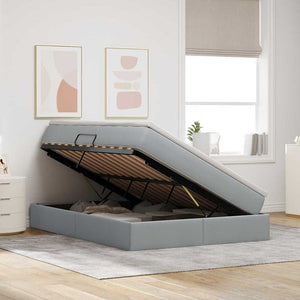 vidaXL Storage Bed with Mattress Light Grey 140 x 190 cm Polyester